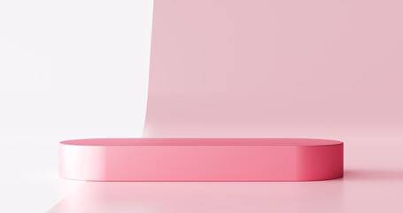 Aufkleber - Pink product stage background or podium pedestal display on blank modern art room with studio showcase backdrop. 3D rendering.