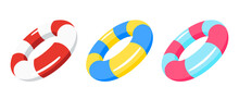 Swimming Ring, Lifebuoy Set Vector Illustration Isolated