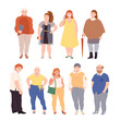 People Characters with Corpulent Body in Standing Pose Vector Illustration Set
