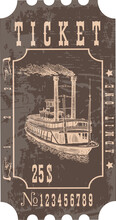 Vector Image Of An Old Vintage Misissippi Steamboat Ticket