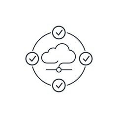 Wall Mural - operating system cloud. process of performance, approval. vector linear icon isolated on white backg