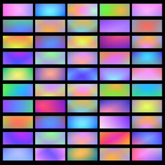 Wall Mural - bright holographic banners horizontal fluid gradient backgrounds, set