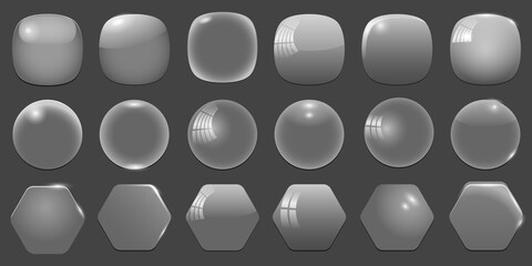 Wall Mural - glass transparent empty frames for app icons, different shapes