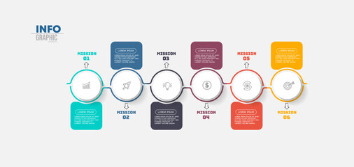 Infographic element with icons and 6 options or steps. Can be used for process, presentation, diagram, workflow layout, info graph, web design. Vector illustration.
