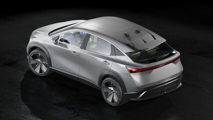 3D rendering of a brand-less generic SUV concept car