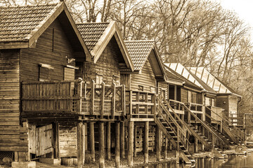 Poster - old wooden boathouse