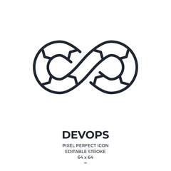Wall Mural - devops editable stroke outline icon isolated on white background flat vector illustration. pixel per