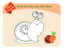 Educational Game For Children. Circle The Snail On The Dots And Color It