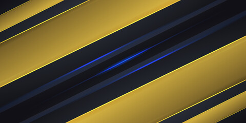 Wall Mural - Dark gray abstract background with yellow and blue light lines. Dark futuristic technology modern sport gaming background. Vector illustration EPS10.