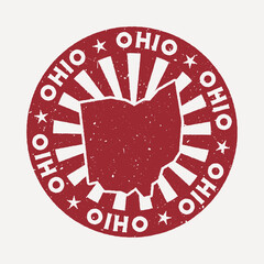 Wall Mural - Ohio stamp. Travel red rubber stamp with the map of us state, vector illustration. Can be used as insignia, logotype, label, sticker or badge of the Ohio.