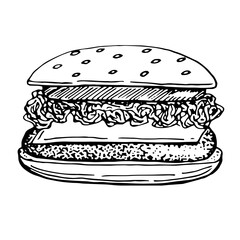 Hamburger clip art, vector illustration, hand drawn sketch