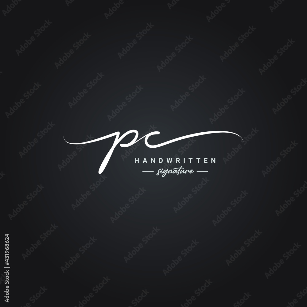 Initial Letter PC Logo - Handwritten Signature Logo Stock Vector ...
