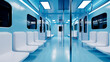 © Spectral/Westend61 - Three dimensional render of interior of white and blue subway train