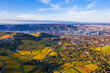 © Werner Dieterich/Westend61 - Germany, Baden Wurttemberg, Stuttgart, Aerial view of vineyards in autumn