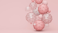 Abstract Of Polyhedron Shapes Against Pink Background