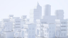 White Three Dimensional Render Of City Skyline