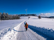 © Albrecht Wei√üer/Westend61 - Germany, Black Forest, Freiamt, Person hiking on Schillinger Berg in winter