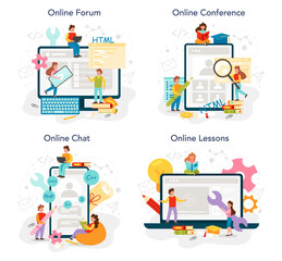 Wall Mural - programming online service or platform set. it education