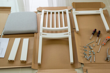 Assembly wooden chair furniture at home