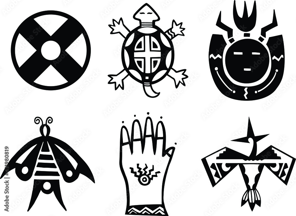 Ancient Native American Symbols Set Stock Vector | Adobe Stock