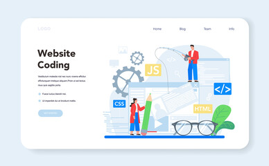 Frontend development web banner or landing page. Website interface
