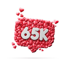 Sticker - 65 thousand social media influencer subscribe or follow banner. 3D Rendering
