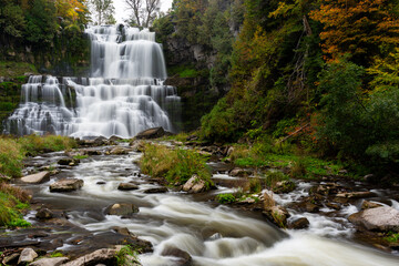 Wall Mural - Chittenango Falls - Long Exposure of Waterfall in Autumn - Chittenango Falls State Park - New York