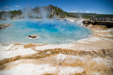 Excelsior Geyser In The Midway Basin, Blue Means The Hottest Temperatures. Yellowstone National Park.