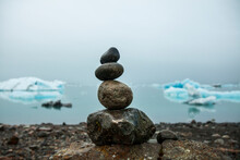 A Rock Stack At Jokulsarlon, A Glacial Lagoon Off Of Ring Road (Rte. 1) In South Iceland.