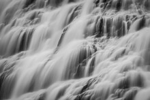 Detailed abstract of waterfalls in Iceland. Monochrome version.