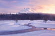 © Tandem Stock - A meadow near Mt. Hood glows under a cold winter morning's light in Oregon.