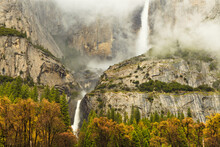 Upper And Lower Yosemite Falls And Clearing Spring Storm, Yosemite National Park