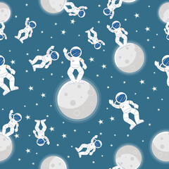 Poster - Galaxy pattern cartoon style.   Astronaut with