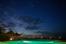 A Sunset View From The Pool Deck At Villas Flamingos Hotel On Holbox Island, Mexico