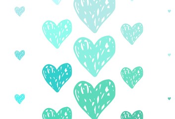 Wall Mural - light green vector background with hearts.