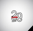 29 years anniversary logotype simple design with red ribbon can be use for greeting card, invitation and company celebration moment