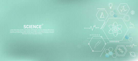 Wall Mural - Geometric hexagon background Medical concept with vector icon