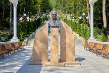 Zheleznovodsk. City Park. Central Alley. Cascading Staircase Fountain-waterfall.