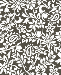 Wall Mural - Seamless floral pattern with paisley