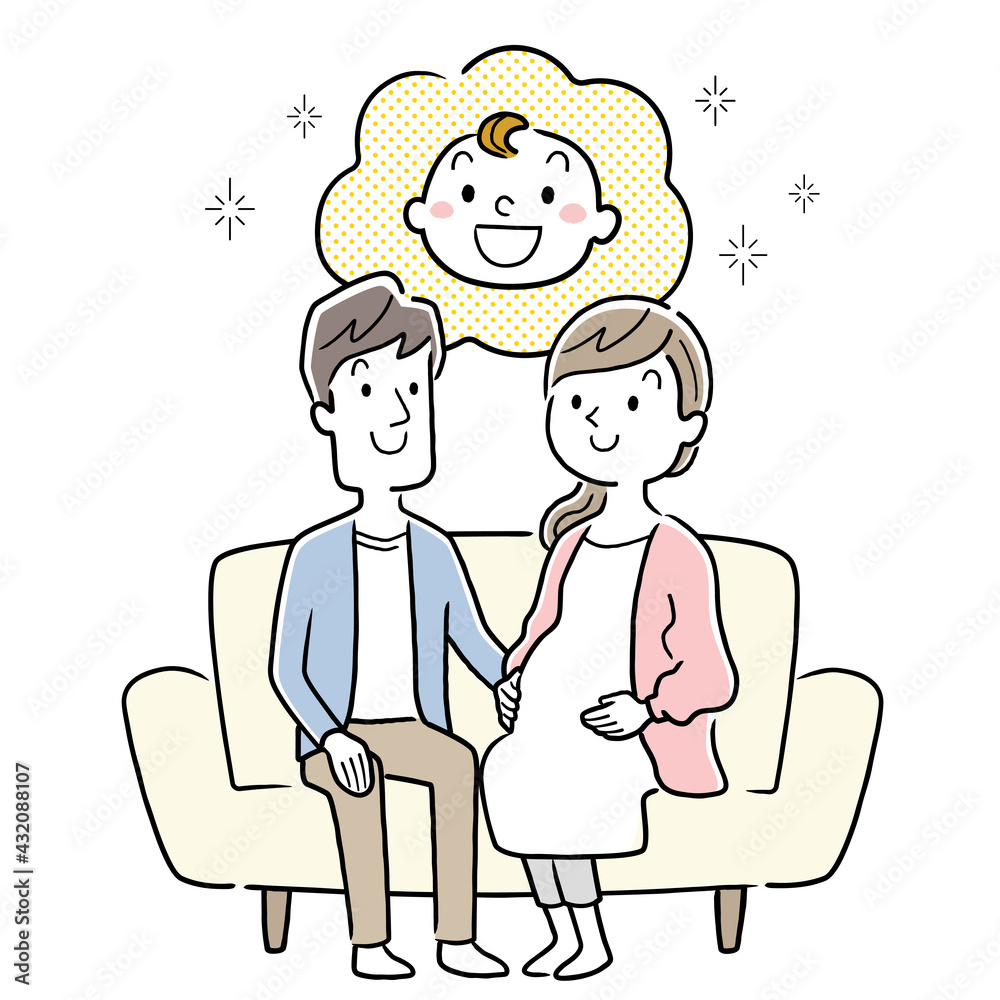 ベクターイラスト素材 ソファーに座る妊婦の妻と夫 夫婦 Wall Mural ケイーゴ K ベクターイラスト素材 ソファーに座る妊婦の妻と夫 夫婦 Wall Mural ケイーゴ K