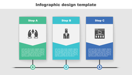 Set Growth chart and progress, Worker and Browser files. Business infographic template. Vector