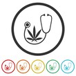 © sljubisa - Stethoscope and marijuana leaf ring icon color set