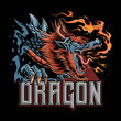 A dragon from Japanese culture that gives off fire, this design is perfect for designing t-shirts or e-sports logos for gamers
