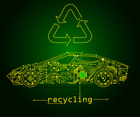 Wall Mural - electric car battery recycling 