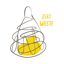 Eco Bag Reusable Mesh Shopping Bag With Lemons. String Bag. Eco Lifestyle. Stylish Vector Illustration, Line Art Icon Or Logo.
