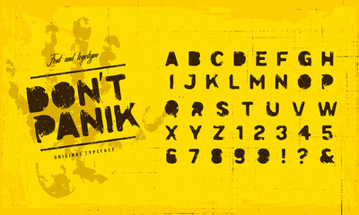 Sticker - Grunge scratch type font, vintage typography. Punk style textured font and alphabet.