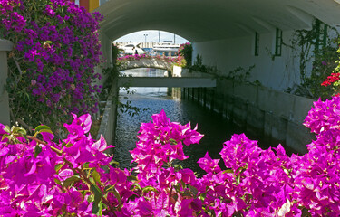 Sticker - Canal going under houses in Playa de Mogan, Gran Canaria, Spain