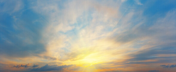 Wall Mural - sunset sky panorama with clouds