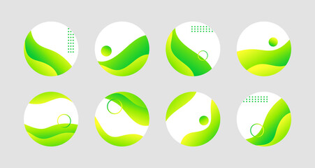 Wall Mural - green liquid highlight story cover icons for social media. vector abstract circle icons for instagra