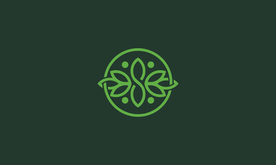 Wall Mural - Symbol Leaf Circle logo vector icon illustration